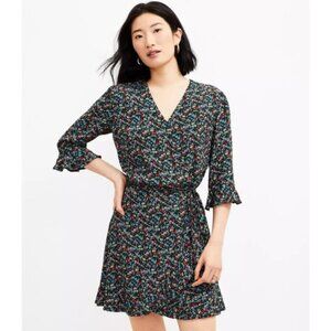 Ann Taylor LOFT Floral Ruffle Trim Skort Dress S